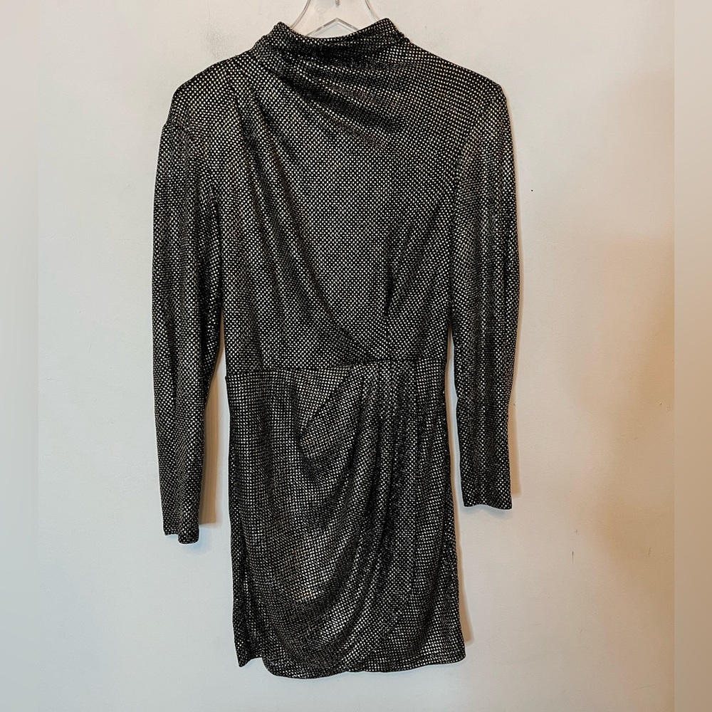 NWT IRO Rasile Metallic Dress Long Sleeve Black Gold Size Size 34 - Picture 7 of 13